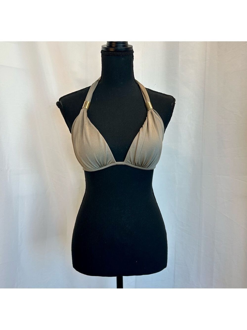 VICTORIA’S Secret taupe brown gray padded bikini top Gold-tone hardware Sz S - Picture 10 of 10